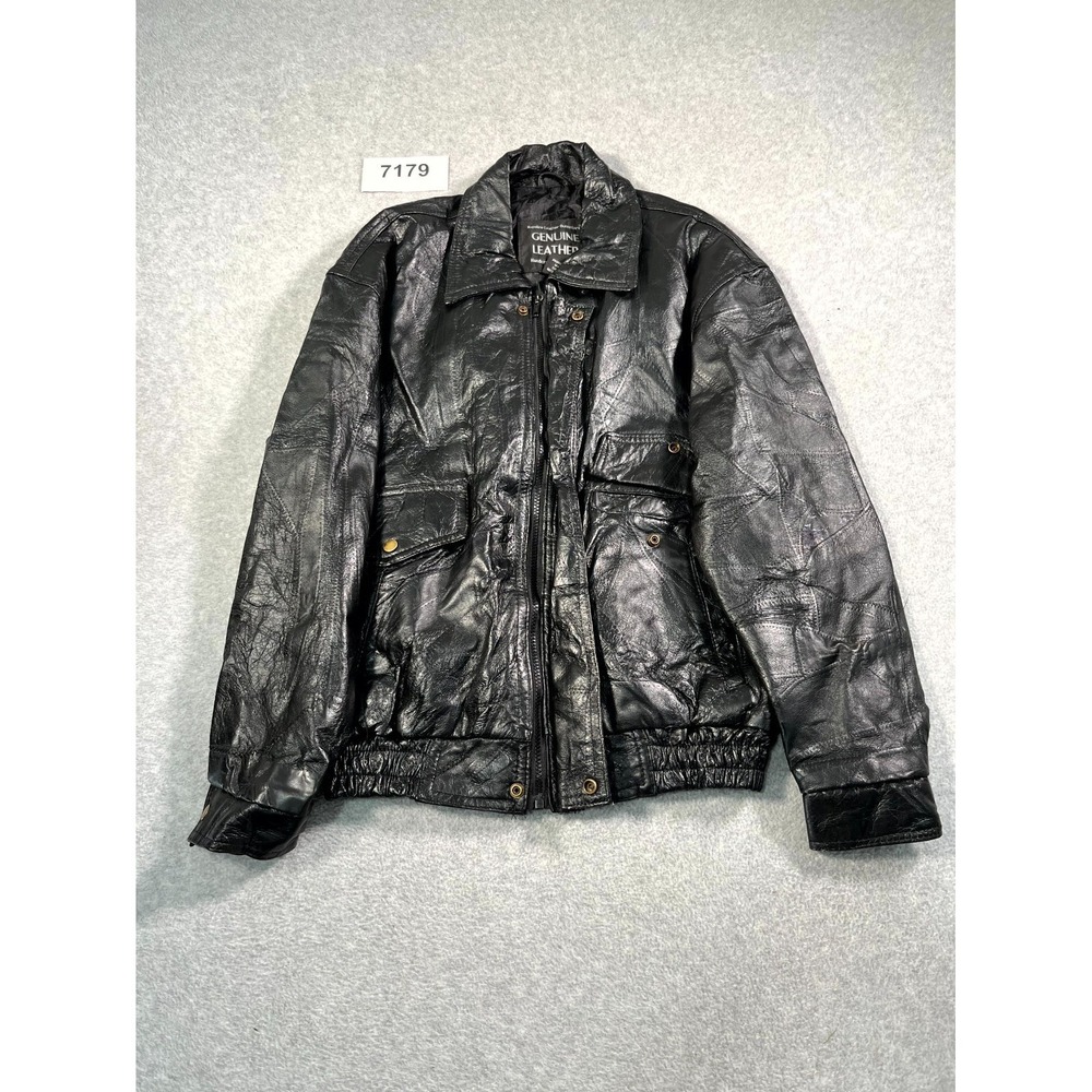 Napoline Leather Outfitters Jacket Mens Medium Black Genuine Leather‎ Patchwork